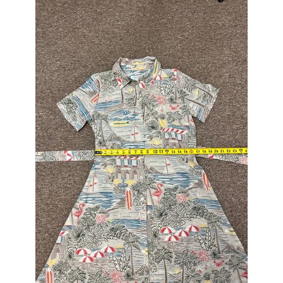 Denim & Co. Shirt Dress Belted Waist Printed Midi Multicolor Women's Size S - Picture 8 of 12